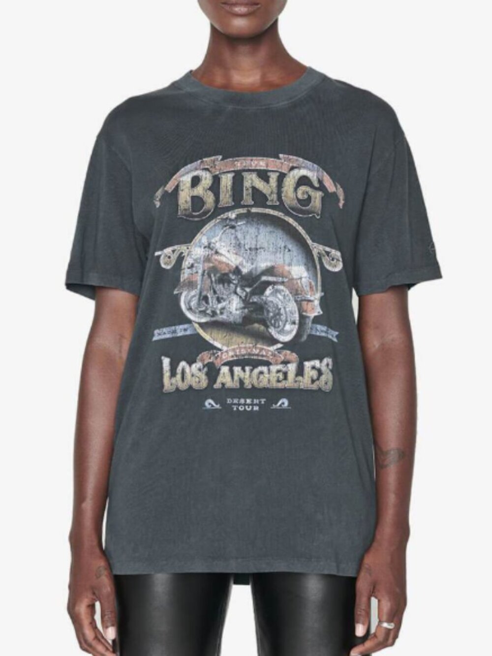 Anine Bing Lili Biker Tee - Grey - Small